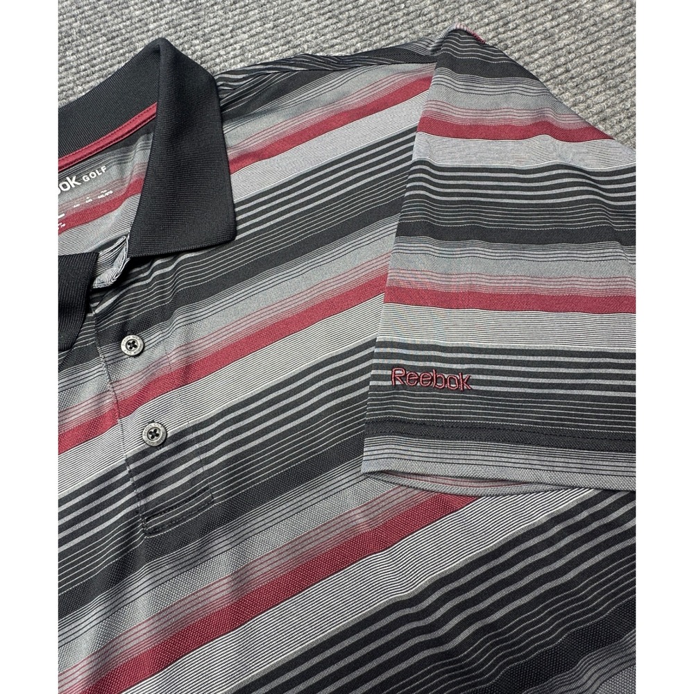 Reebok Golf Polo Shirt Mens 6XL Gray Striped Short Sleeve Performance